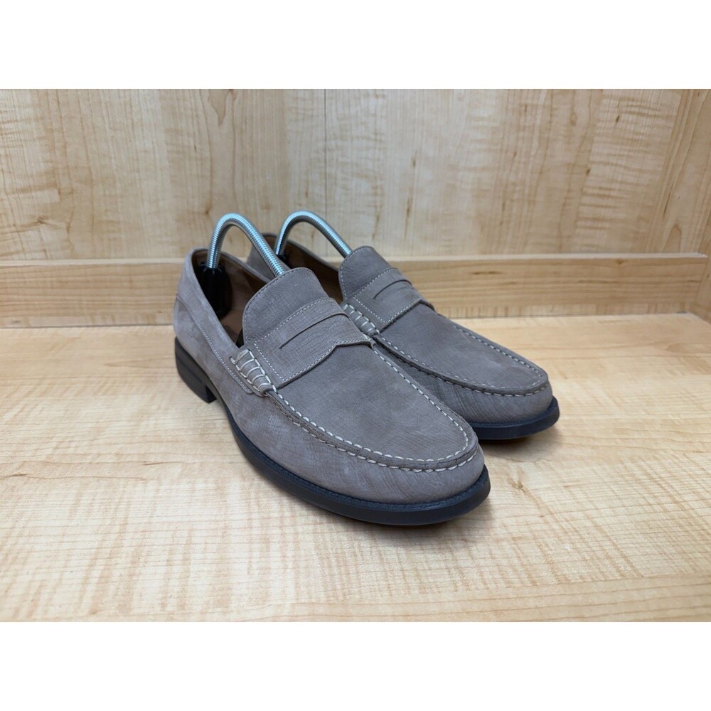 JOHNSTON & MURPHY Mens Shoes CHADWELL Penny Taupe Sheepskin Nubuck Sz 10M